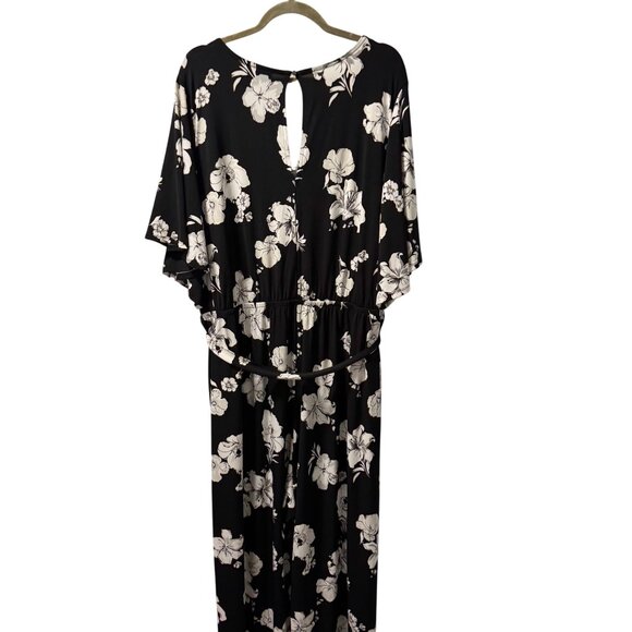 Lane Bryant Black & White Floral Jumpsuit Size 26/28W stretch Jumpsuit - Picture 4 of 12